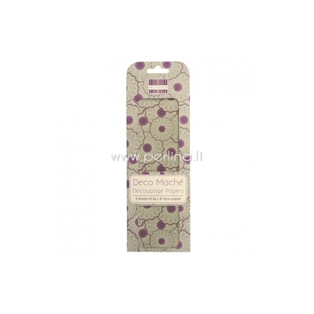 Deco Mache Paper "Full Bloom", 26x37,5 cm, 3 pcs