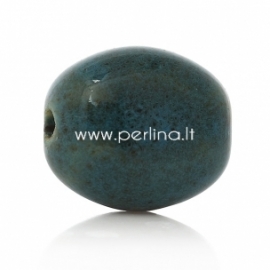 Ceramics bead, Malachite green spot, 20x17 mm