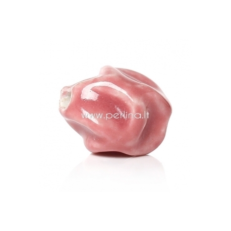 Ceramics bead, pink, 16x14 mm