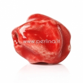 Ceramics bead, red, 16x14 mm