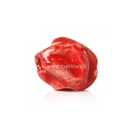Ceramics bead, red, 16x14 mm