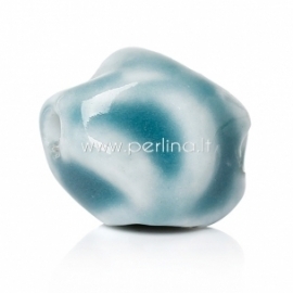 Keramikinis karoliukas, šviesiai mėlyna sp., 16x14 mm