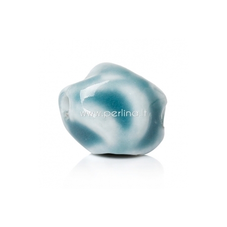 Ceramics bead, light blue, 16x14 mm