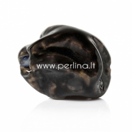 Ceramics bead, black, 16x14 mm