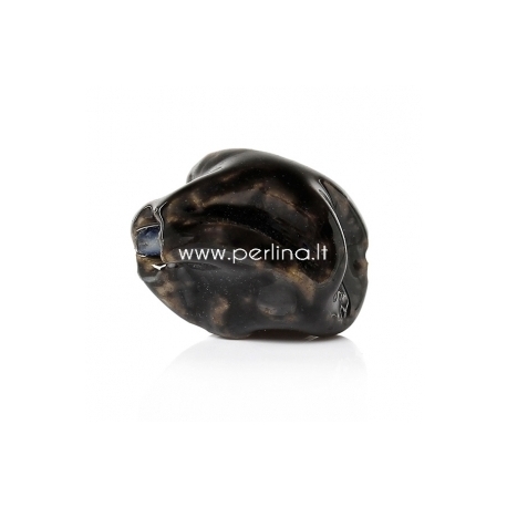 Keramikinis karoliukas, juoda sp., 16x14 mm
