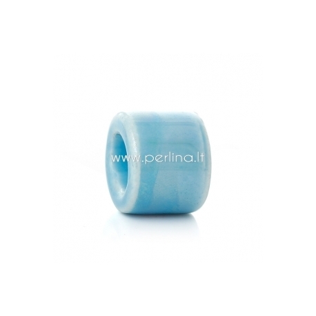 Ceramics bead, skyblue AB, 17x14 mm