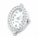 Watch face, oval, silver tone, 33x22 mm