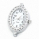 Watch face, oval, silver tone, 33x22 mm