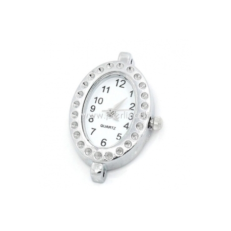 Watch face, oval, silver tone, 33x22 mm