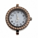 Watch face, round, antique copper, 28x24 mm