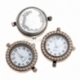 Watch face, round, antique copper, 28x24 mm