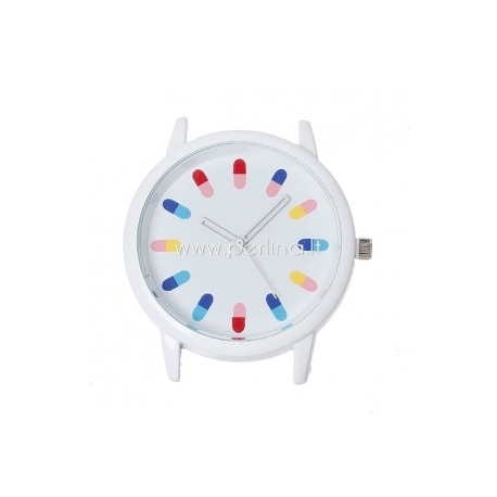 Watch face, round, white, 4,8x4,4 cm