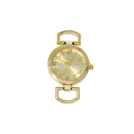 Watch face, round, gold plated, 4,9x2,9 cm