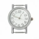 Watch face, round, silver tone, 33x28 cm