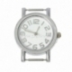 Watch face, round, silver tone, 33x28 cm
