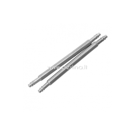 Watch wrist band spring bars strap, silver tone, 21x1,4 mm