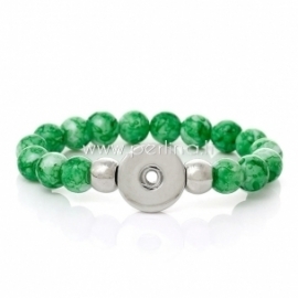 Glass beads snap chunk bracelet, green, 21 cm