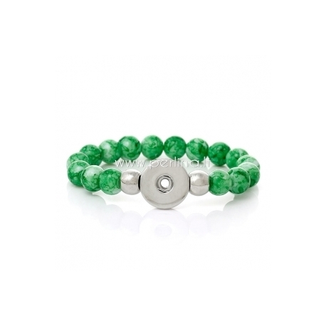 Glass beads snap chunk bracelet, green, 21 cm