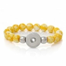 Glass beads snap chunk bracelet, yellow, 21 cm