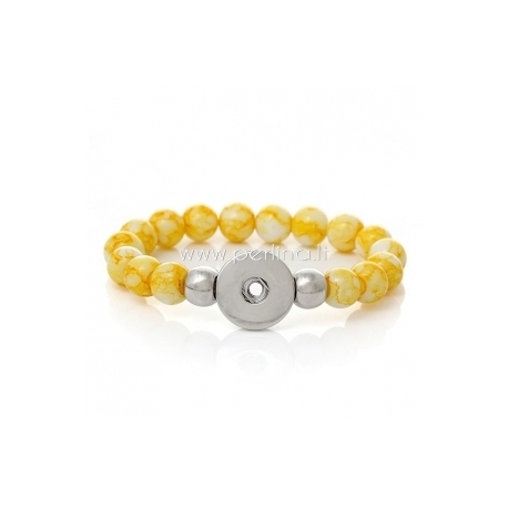 Glass beads snap chunk bracelet, yellow, 21 cm