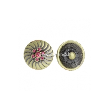 NOOSA spaudė "Rožinė gėlytė", metalinė, 20 mm