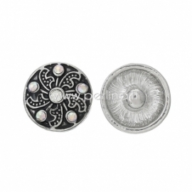 Chunk snap button "Flower", antique silver, 16 mm