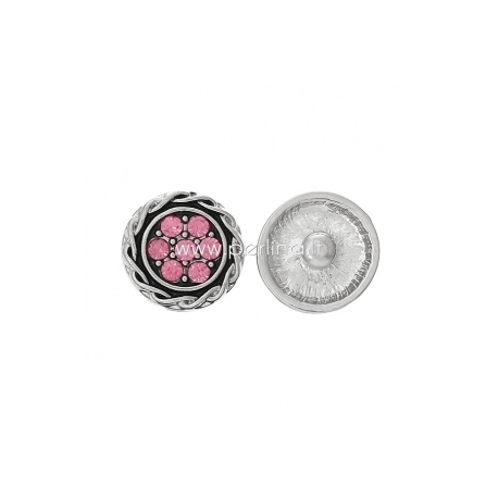 NOOSA spaudė "Rožinė gėlė", metalinė, 16 mm