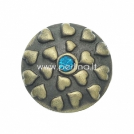Chunk snap button "Heart", antique bronze, 20 mm