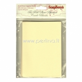 Tri-fold blank cards set, cream, 10,5x14,8 cm, 5 pcs