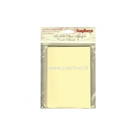 Atviručių rinkinys "Tri Fold", kreminė sp., 10,5x14,8 cm, 5 vnt