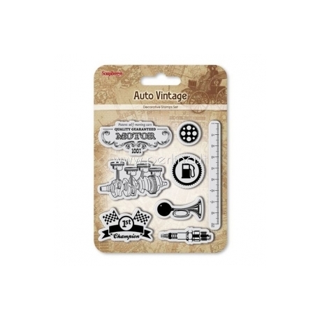 Clear stamps "Auto Vintage. Motor", 8 pcs