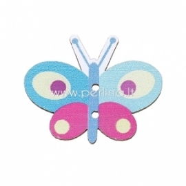 Wood button "Butterfly", 30x24 mm