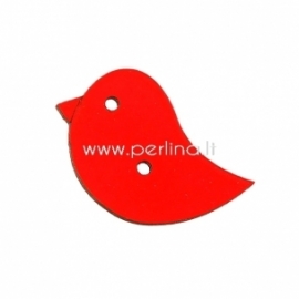 Wood button "Bird", neon orange, 29x21 mm