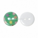 Resin button "Apple", green, 13 mm 