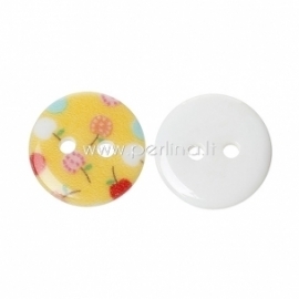 Resin button "Apple", yellow, 13 mm 
