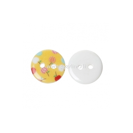 Resin button "Apple", yellow, 13 mm 