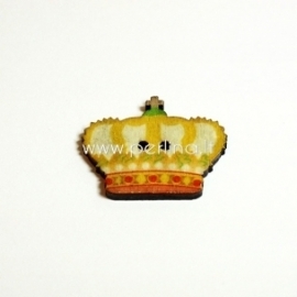 Wood button "Crown", yellow, 31x26 mm