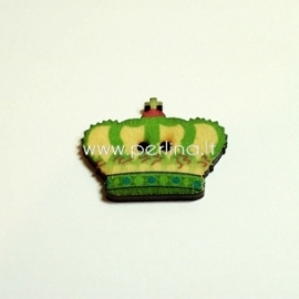 Medinė saga "Karūna", žalios sp., 31x26 mm