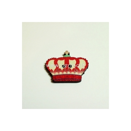 Wood button "Crown", red, 31x26 mm