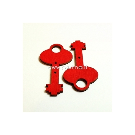Medinė saga "Raktas", raudonos sp., 45x24 mm