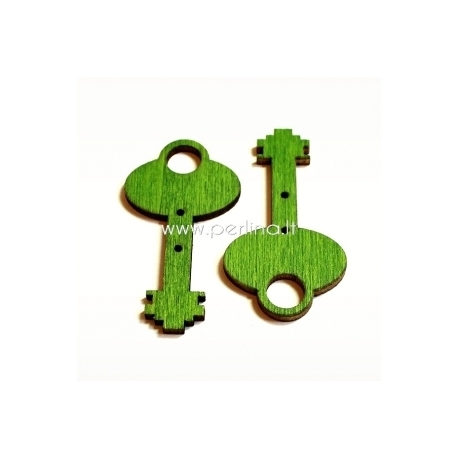 Wood button "Key", green, 45x24 mm