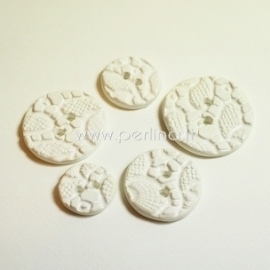 Ceramics button, white, 4 cm