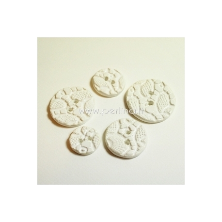 Ceramics button, white, 3,2 cm