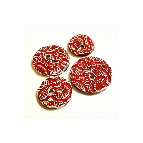 Ceramics button, red, 3,2 cm