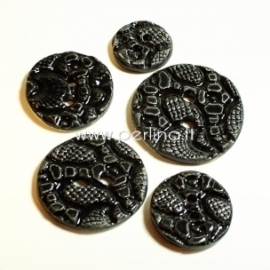 Ceramics button, black, 4 cm