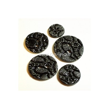 Ceramics button, black, 3,6 cm