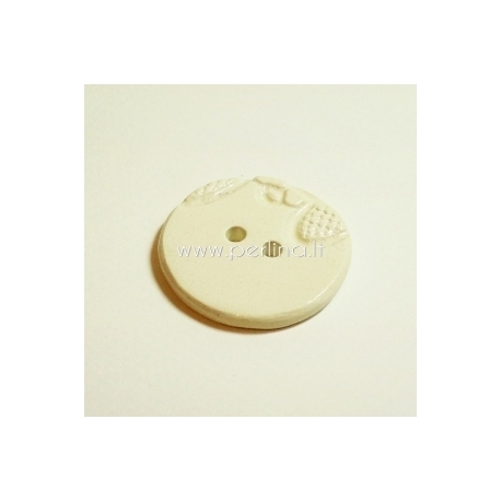 Ceramics button, cream, 3,8 cm