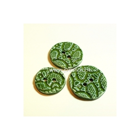 Ceramics button, green, 4 cm