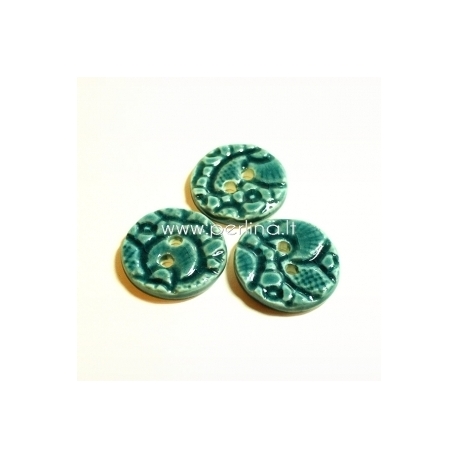 Ceramics button, blue, 3,2 cm