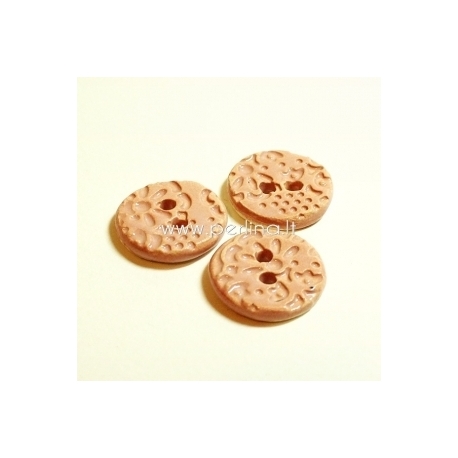 Ceramics button, opaque pink, 2,2 cm
